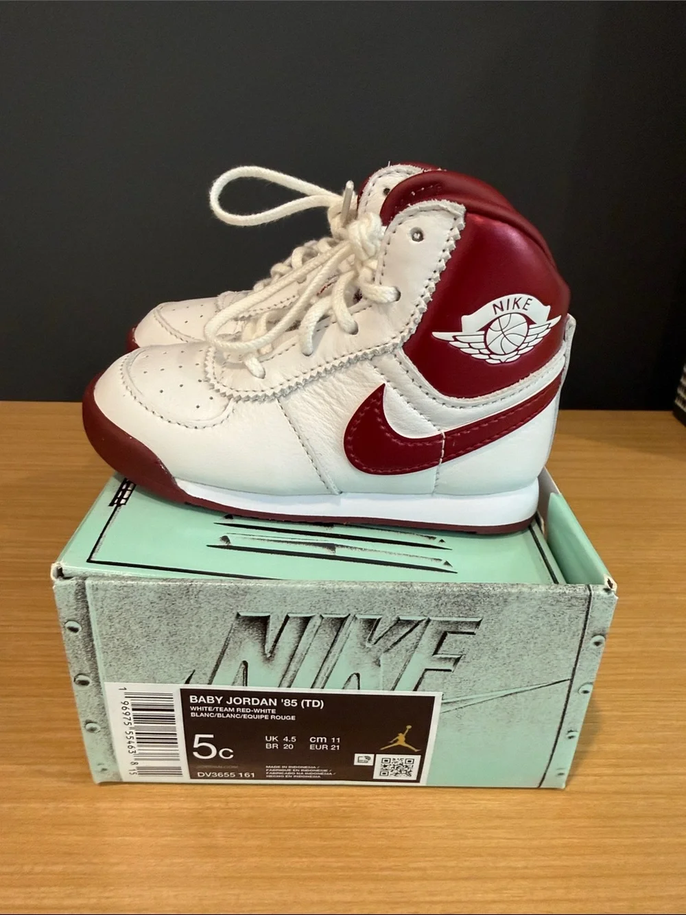 Nike Baby Jordan 85 TD White & Red Infant Sneakers